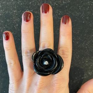 Black Acrylic Rose Ring